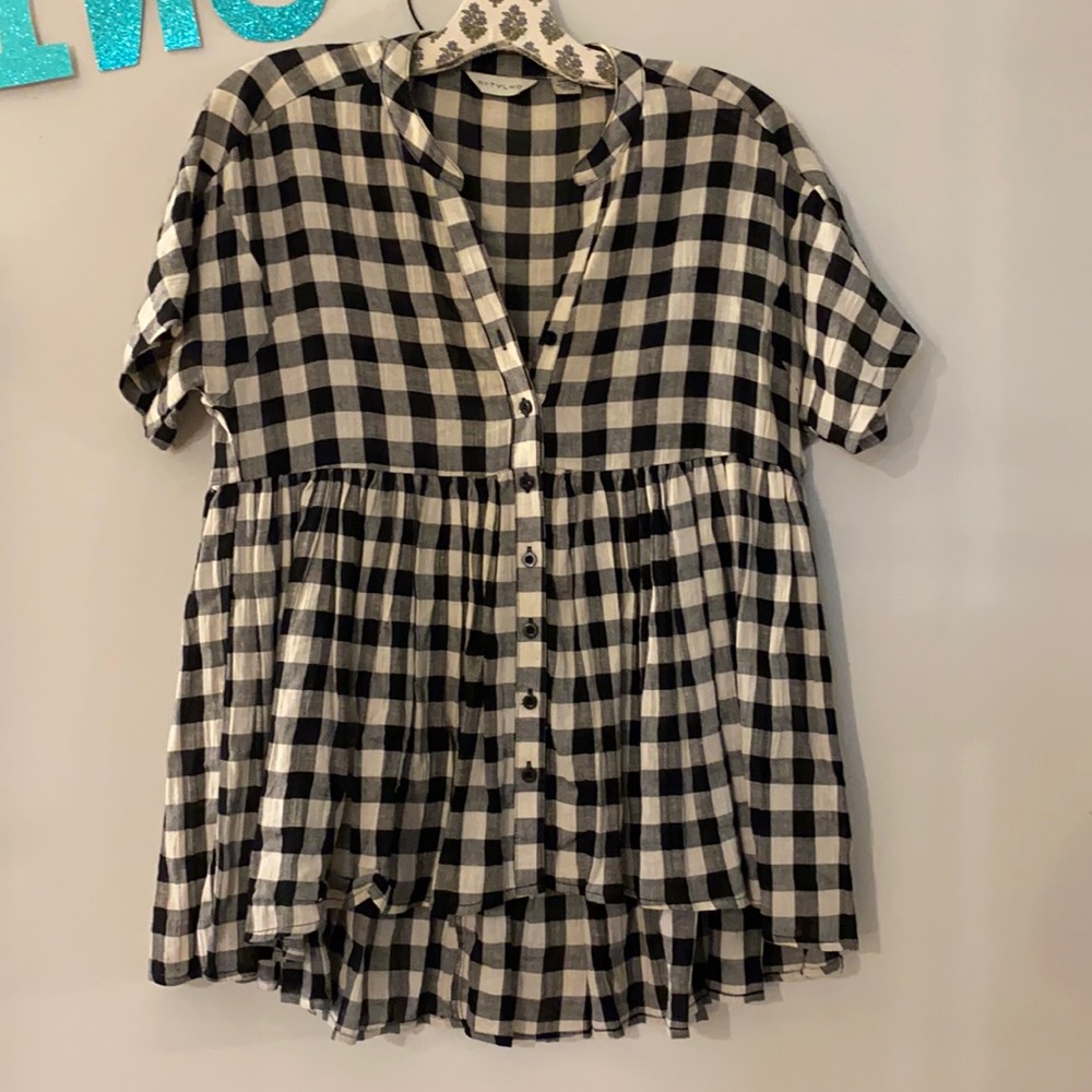 11•1•TYLHO Anthropologie Felicity Plaid Gingham Top